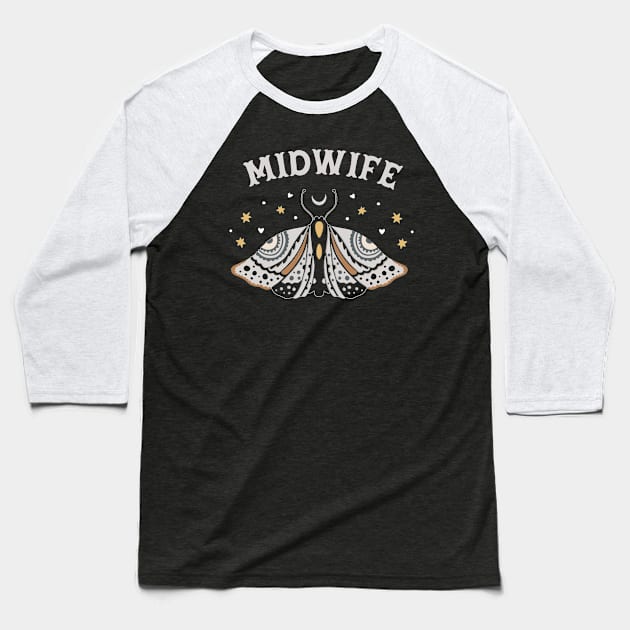 Midwife - boho butterfly Design Baseball T-Shirt by best-vibes-only